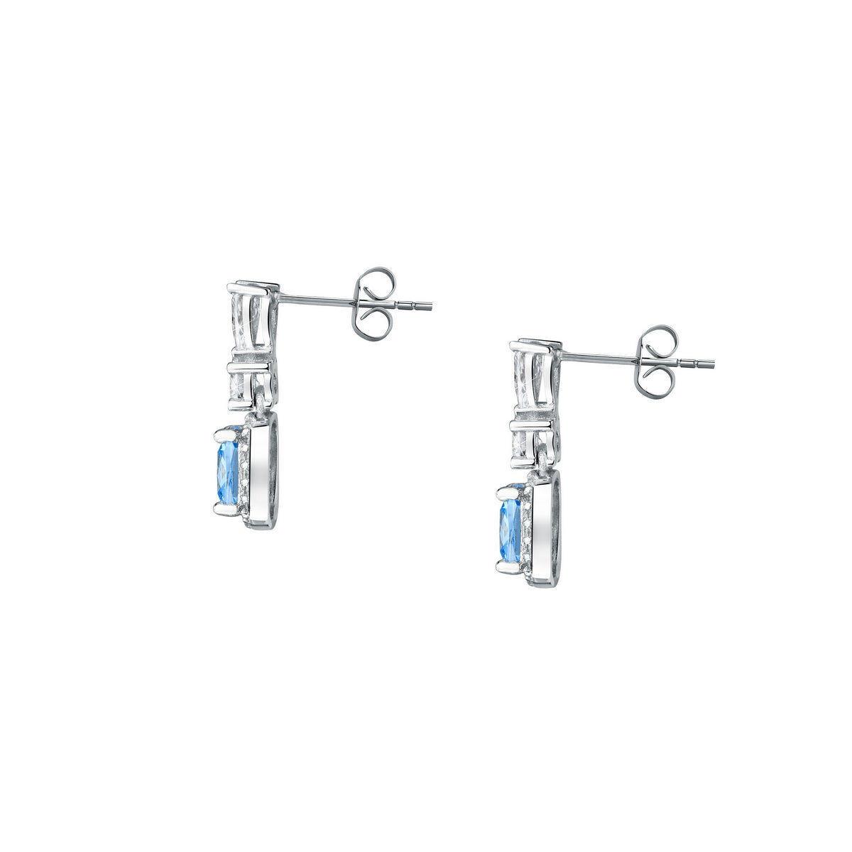 tesori earrings 925 aqua blue cz cushion