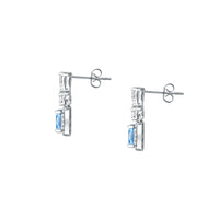 tesori earrings 925 aqua blue cz cushion