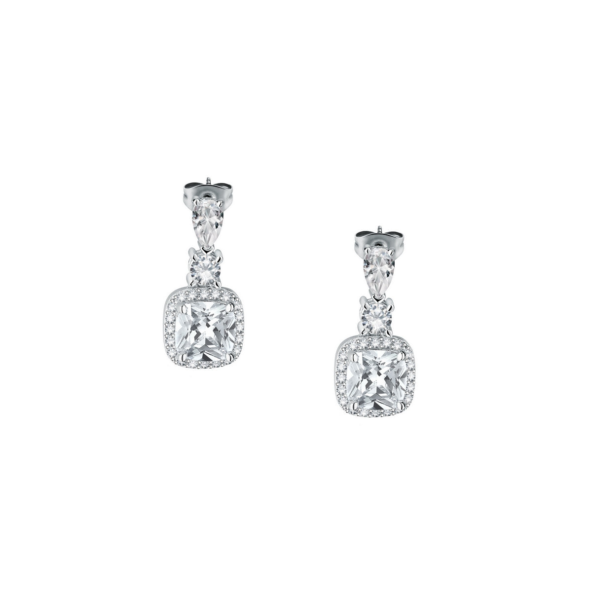 tesori earring 925 white cz cushion