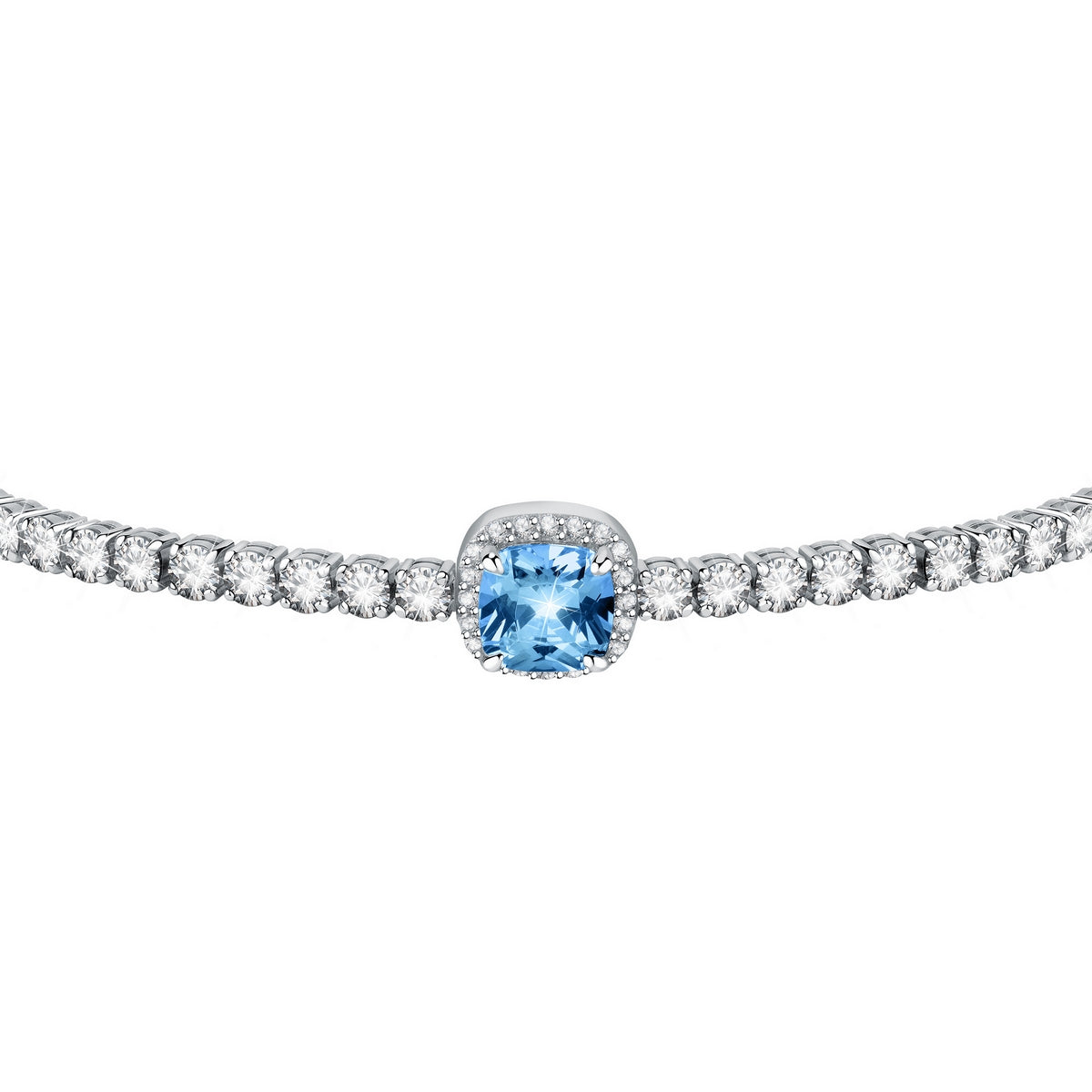 tesori bracelet.925 aqua cushion cz 16+1.75cm