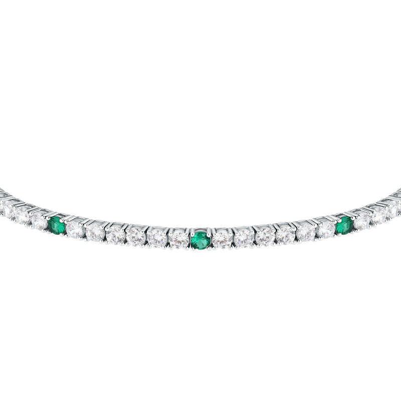 tesori bracelet 925 silver white & emerald solo cz 19cm