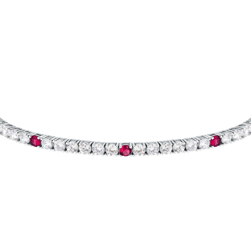 tesori bracelet 925 silver white & ruby solo  cz 19cm