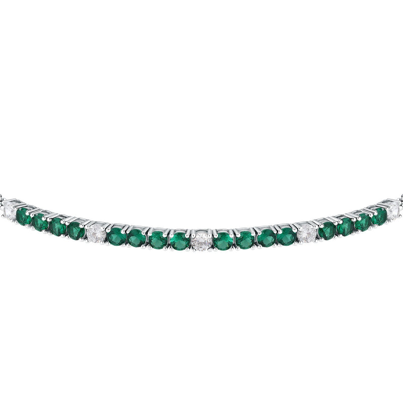 tesori bracelet 925 silver white & quad emerald cz 19cm