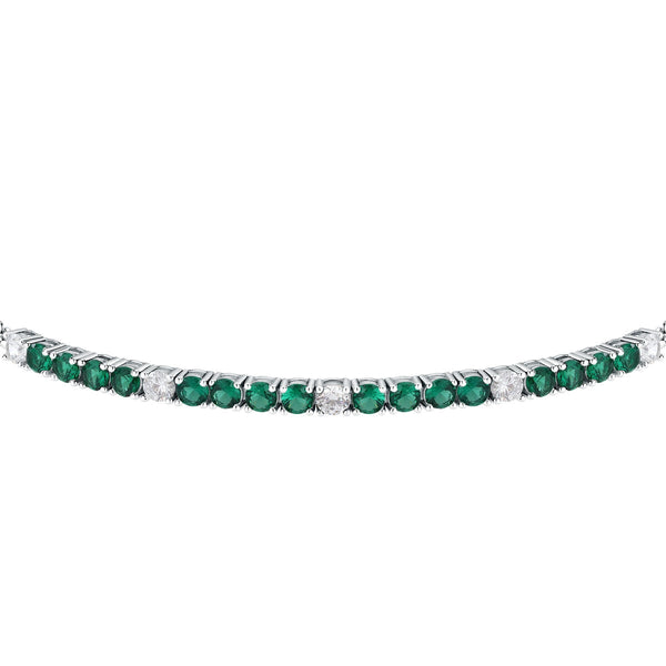 tesori bracelet 925 silver white & quad emerald cz 19cm