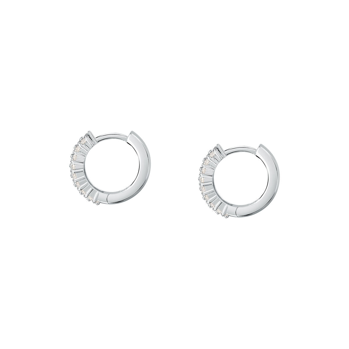 tesori huggie earrings 925 silver white cz