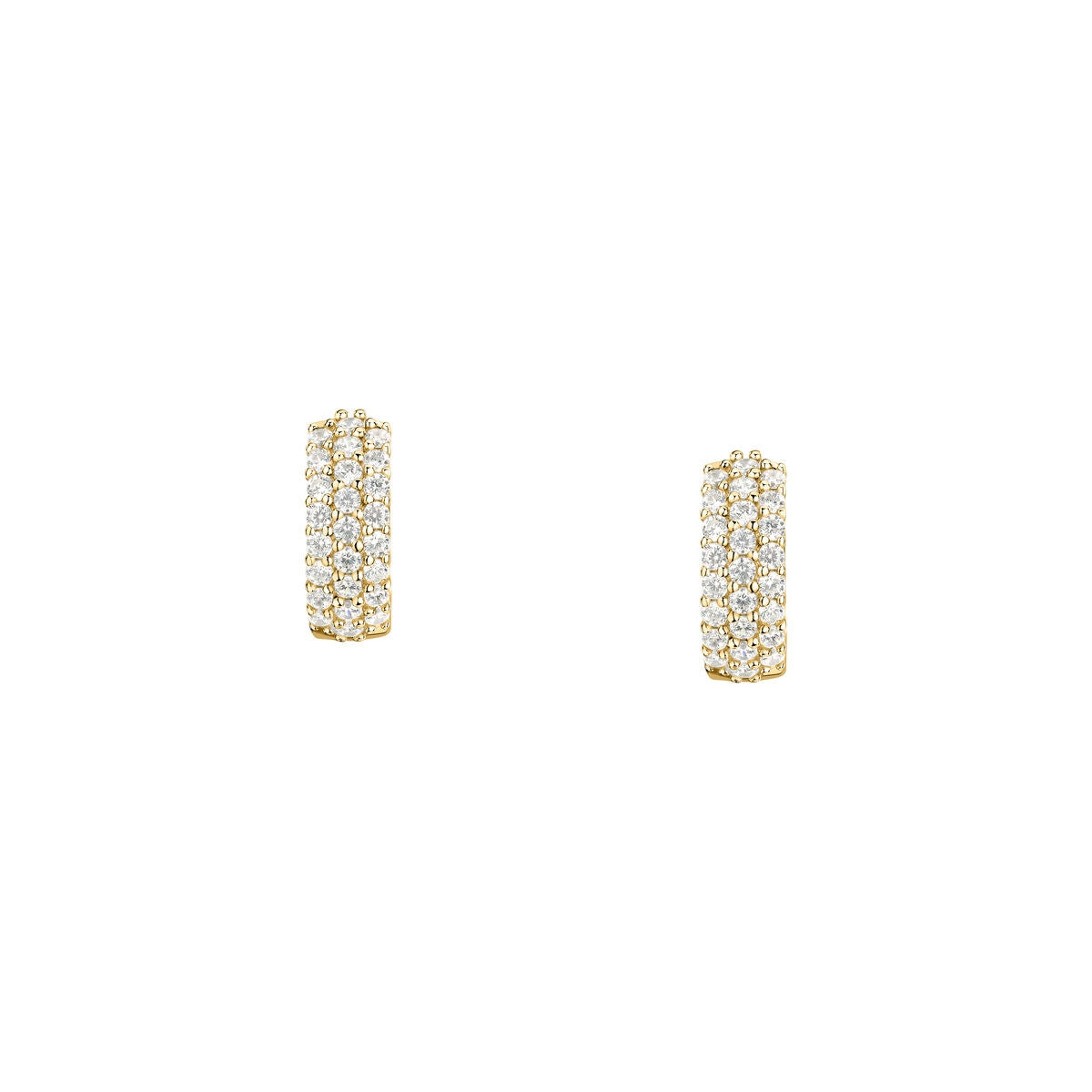 tesori huggie earrings 925 silver white cz with 18k gold plating