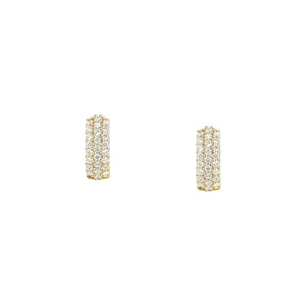 tesori huggie earrings 925 silver white cz with 18k gold plating