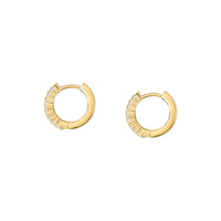tesori huggie earrings 925 silver white cz with 18k gold plating