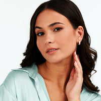 tesori huggie earrings 925 silver white cz with 18k gold plating