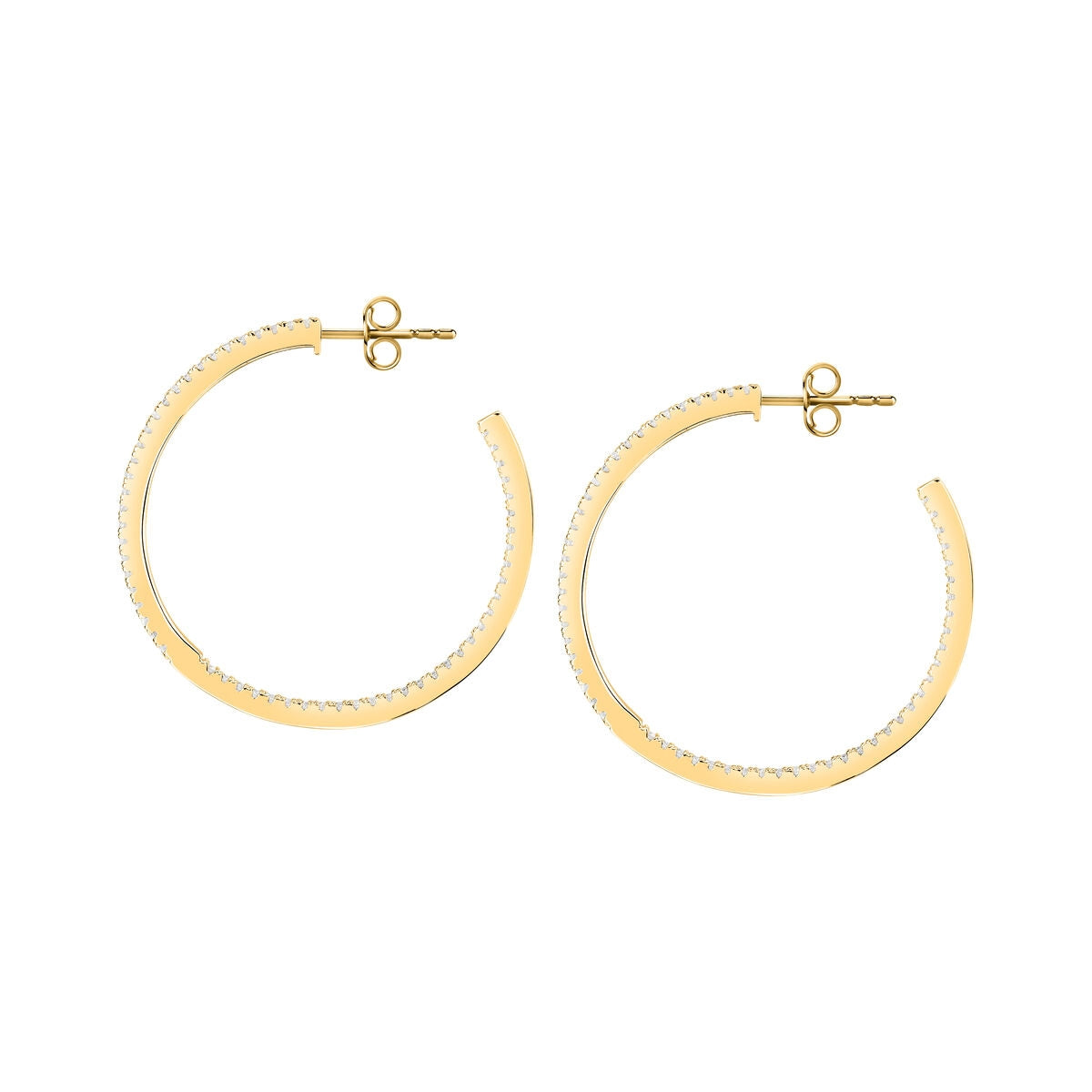 tesori hoop earrings 925 silver white cz with 18k gold plating large