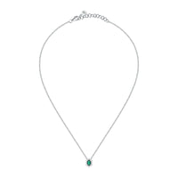 tesori pendant 925 silver white with emerald central cz 38+4cm