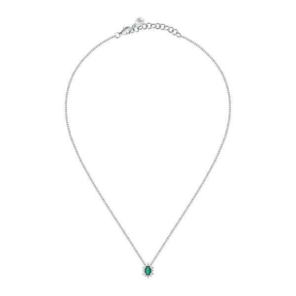 tesori pendant 925 silver white with emerald central cz 38+4cm
