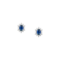 tesori stud earrings 925 silver white with sapphire central cz