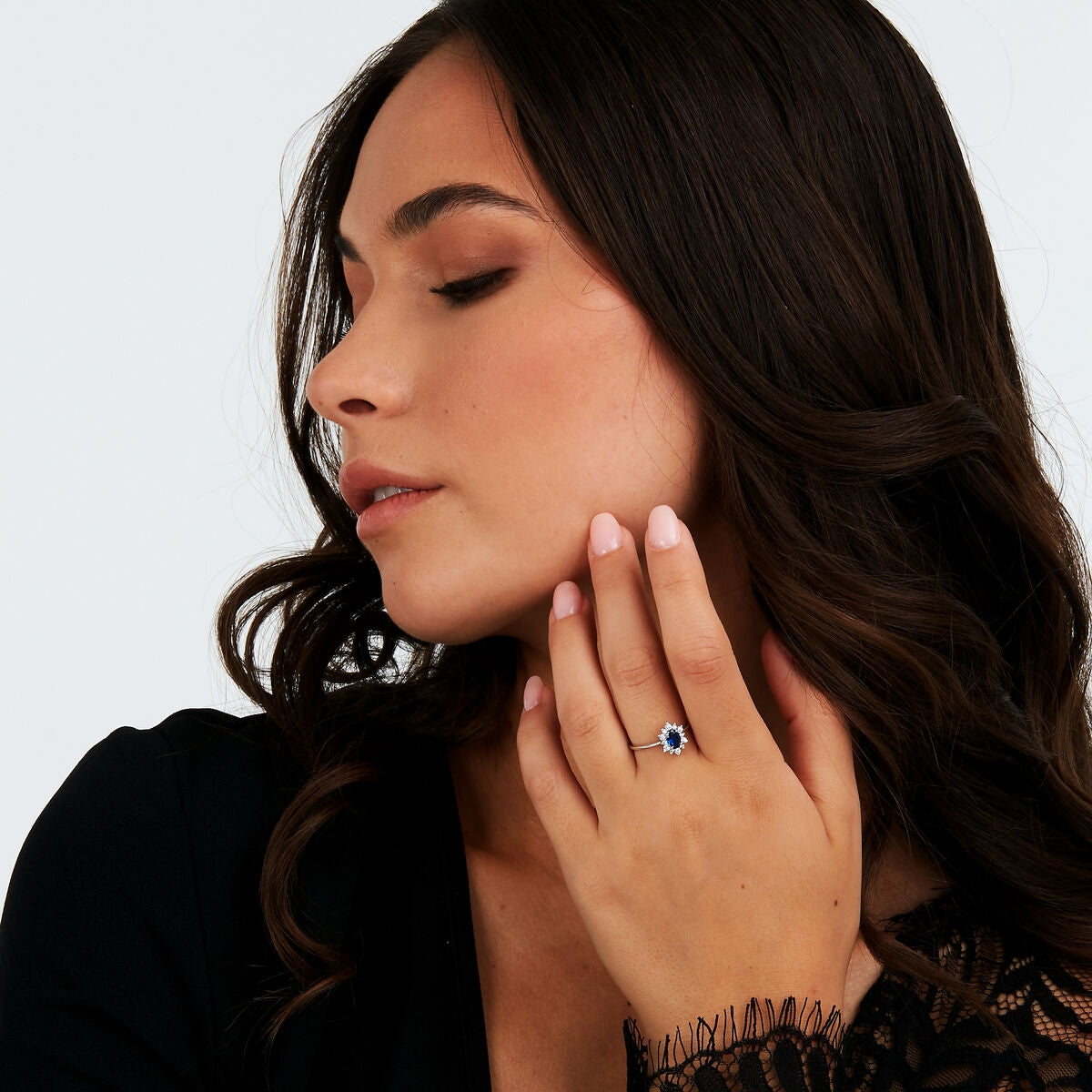 tesori ring 925 silver white with sapphire center cz 140n+