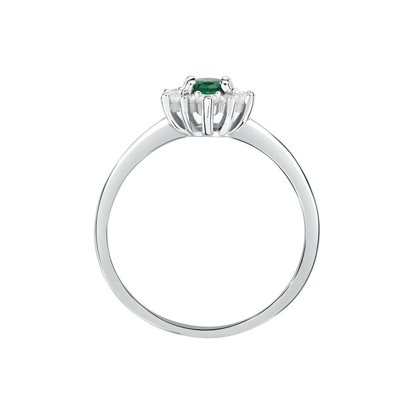 tesori ring 925 silver white with emerald center cz 160p