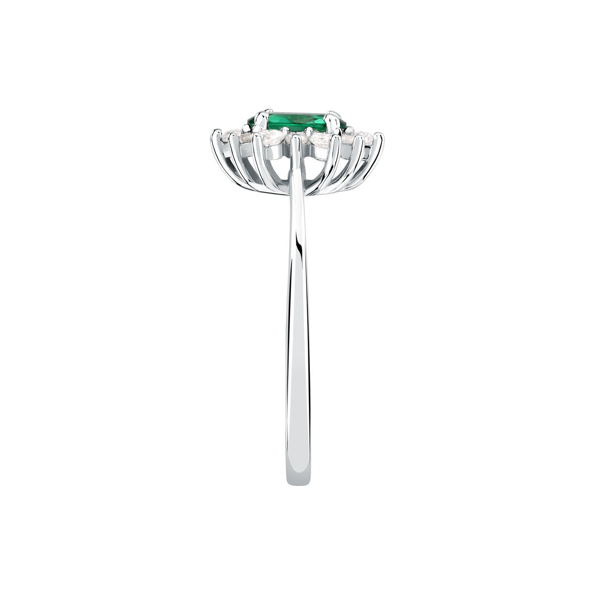 tesori ring 925 silver white with emerald center cz 160p