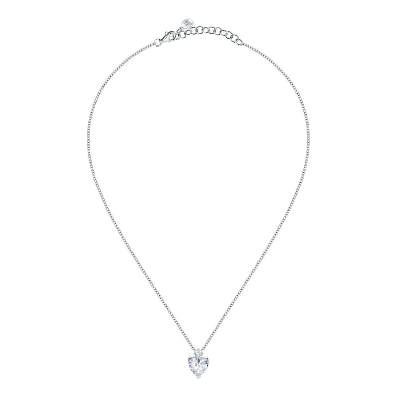 tesori pendant 925 silver large white heart cz 38+4cm