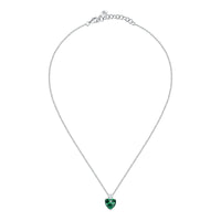tesori pendant 925 silver large emerald heart cz 38+4cm