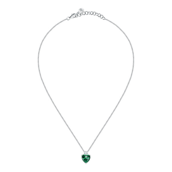 tesori pendant 925 silver large emerald heart cz 38+4cm