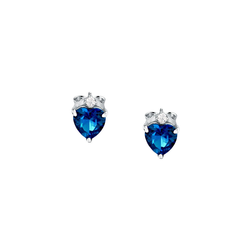 tesori stud earrings 925 silver sapphire heart cz