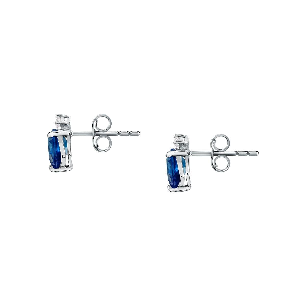 tesori stud earrings 925 silver sapphire heart cz