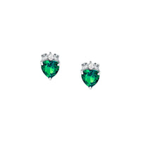 tesori stud earrings 925 silver emerald heart cz