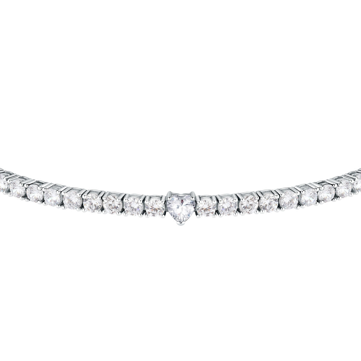 tesori bracelet 925 silver white cz with white heart centre cz 19cm