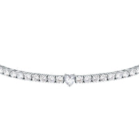 tesori bracelet 925 silver white cz with white heart centre cz 19cm