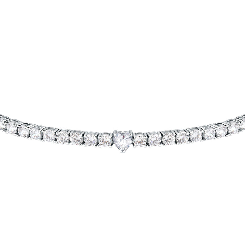 tesori bracelet 925 silver white cz with white heart centre cz 19cm