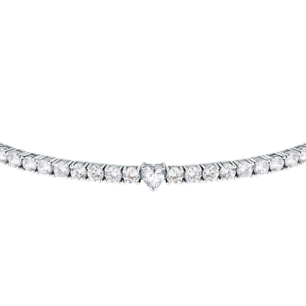 tesori bracelet 925 silver white cz with white heart centre cz 19cm