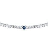 tesori bracelet 925 silver white cz with sapphire heart centre cz 19cm