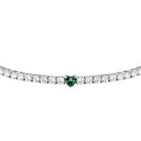 tesori bracelet 925 silver white cz with emerald heart centre cz 19cm