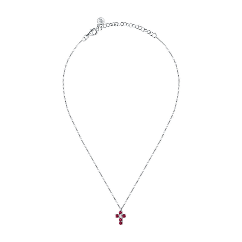 tesori necklace cross silver 925 rh red+w 38+5cm