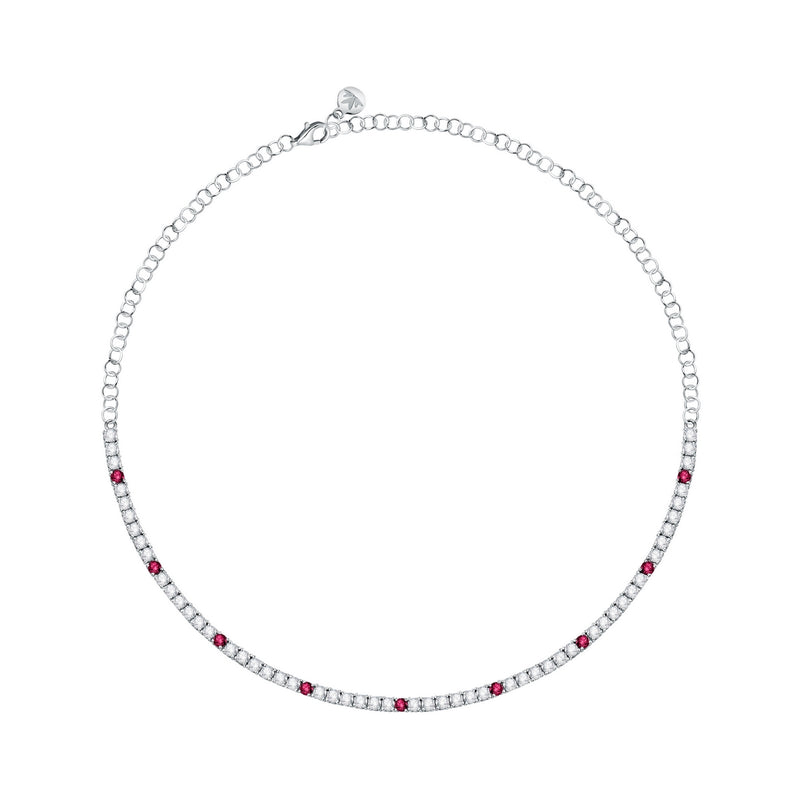 tesori necklace tennis silver 925 rh cz red+w 38+4cm