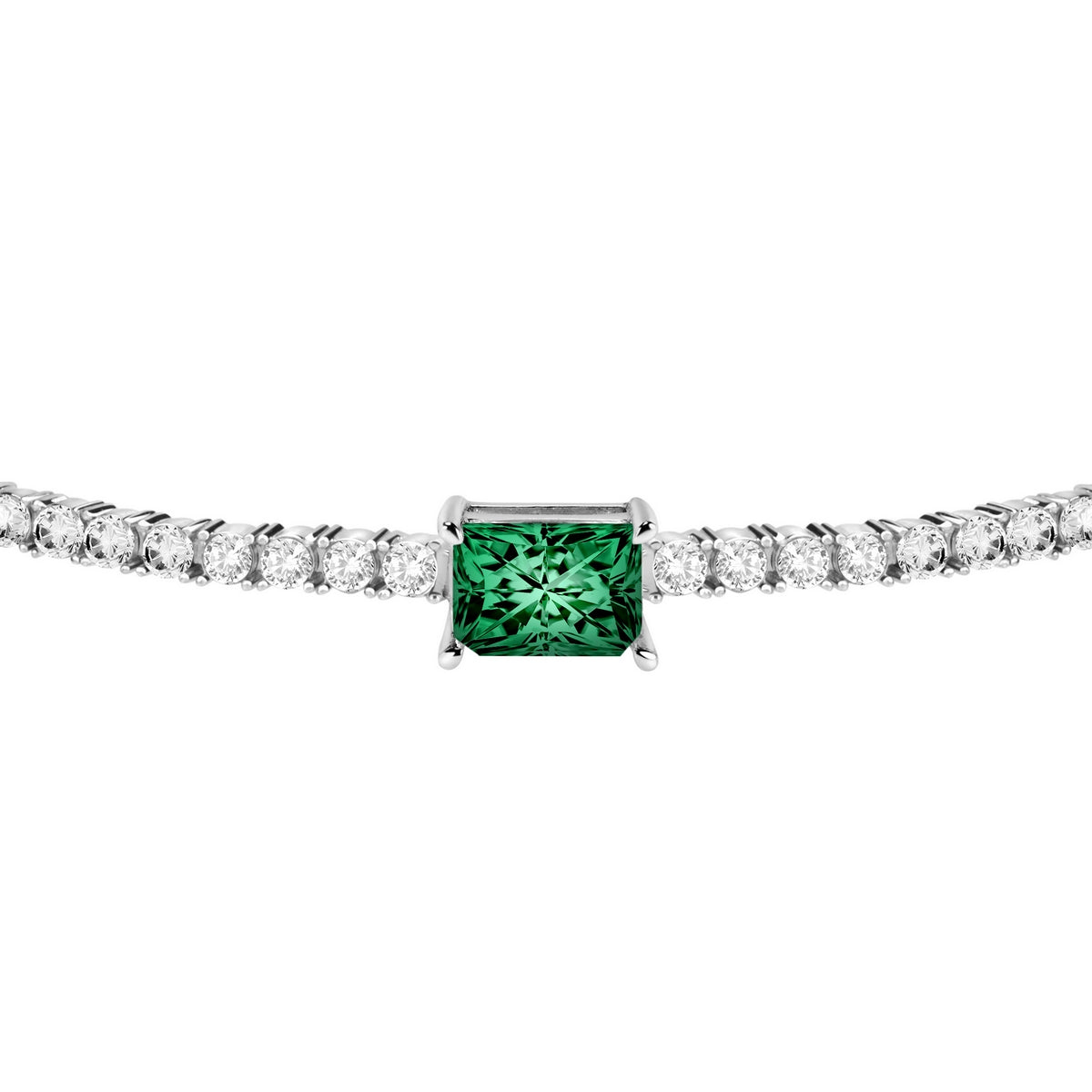 tesori bracelet ss tennis silver 925 cz emerald stone