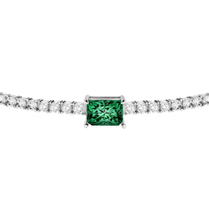 tesori bracelet ss tennis silver 925 cz emerald stone