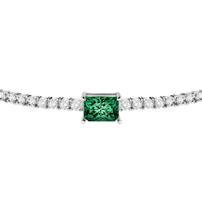 tesori bracelet ss tennis silver 925 cz emerald stone