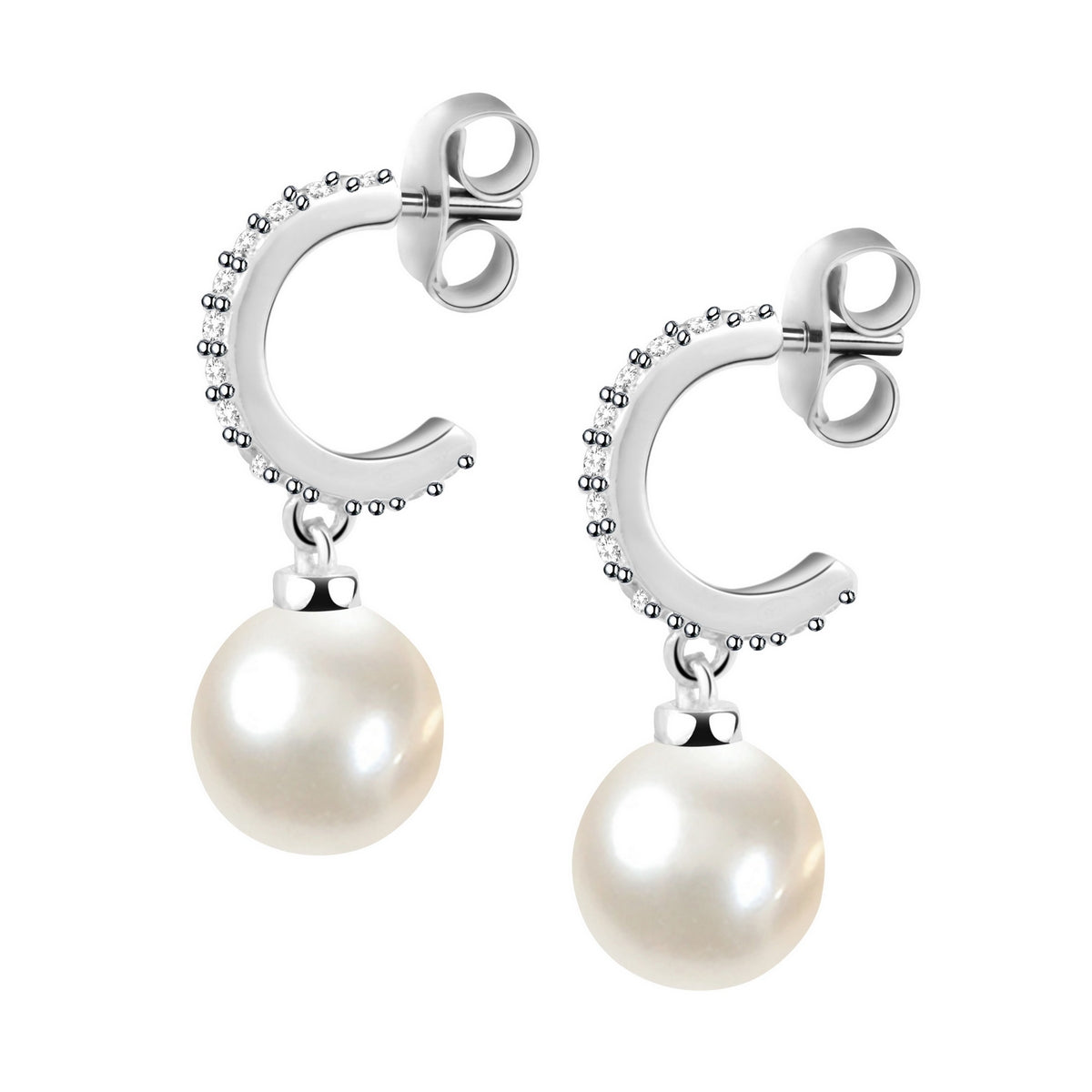 perla circle earrings cz+pearl silver.925