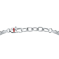 sector tennis bracelet with black cz and stainless steel tag