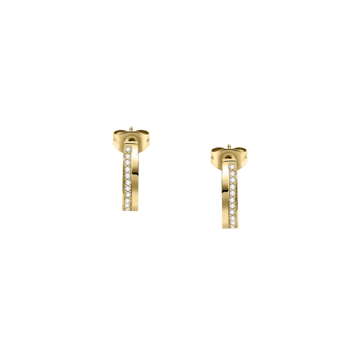 morellato 18k gold plated creole earrings +ip gold w/crystal