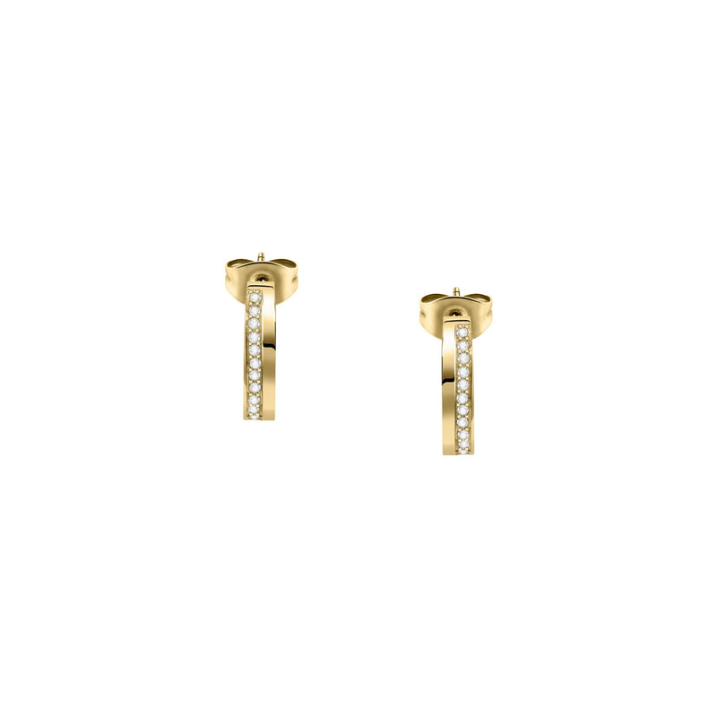morellato 18k gold plated creole earrings +ip gold w/crystal