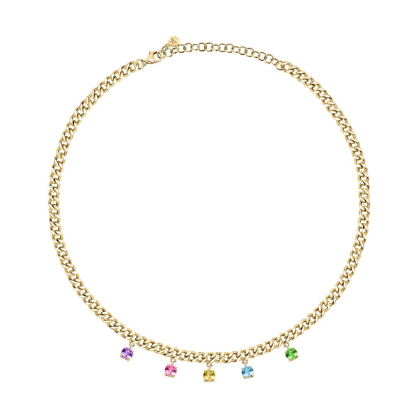 morellato 18k gold plated poetica necklace +colorful crystals 38+7cm