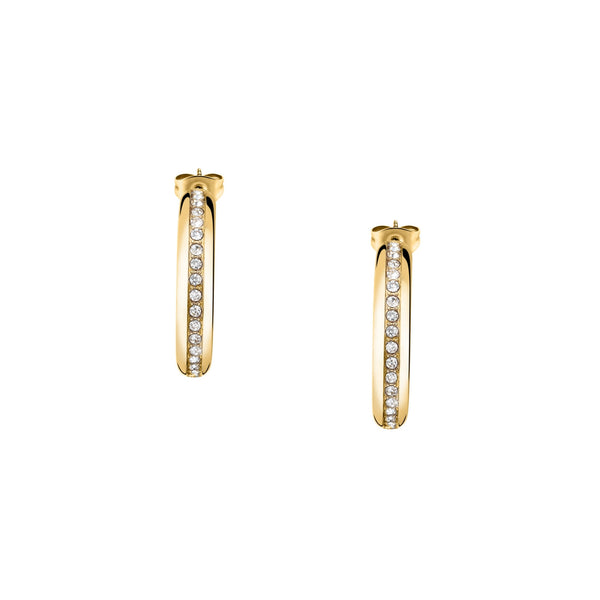 morellato 18k gold plated creole  earrings white crystals  25mm