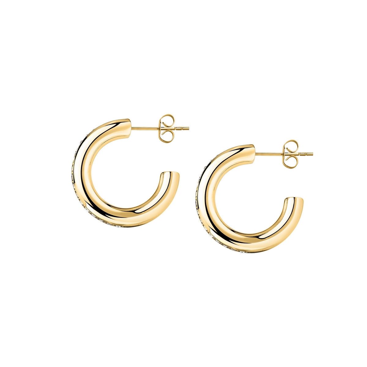 morellato 18k gold plated creole  earrings white crystals  25mm