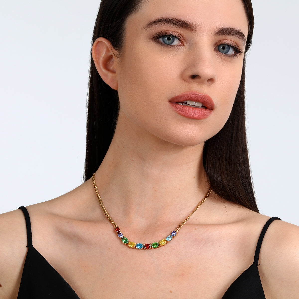 morellato 18k gold plated colori necklace 10 pcs cz stones  38+7cm