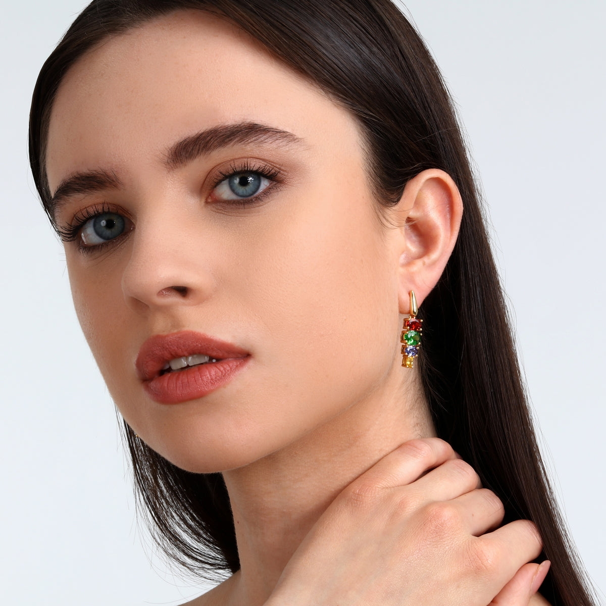 morellato 18k gold plated colori earrings  4 pcs cz stones