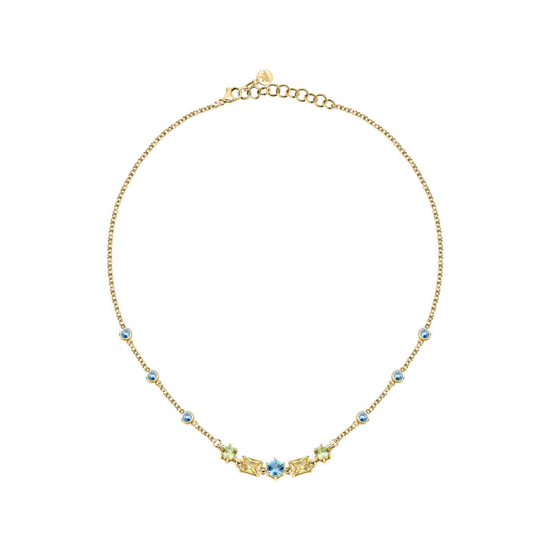 morellato 18k gold plated colori necklace 5 cz+6 crystals  38+7cm