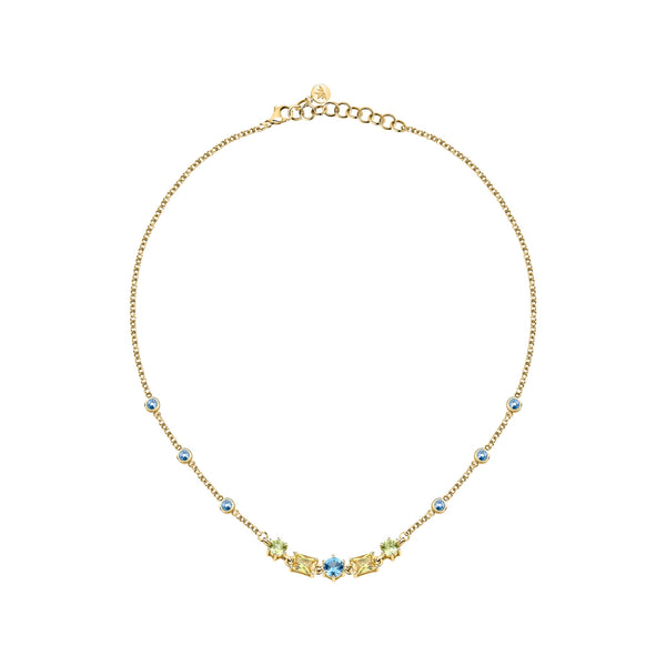 morellato 18k gold plated colori necklace 5 cz+6 crystals  38+7cm