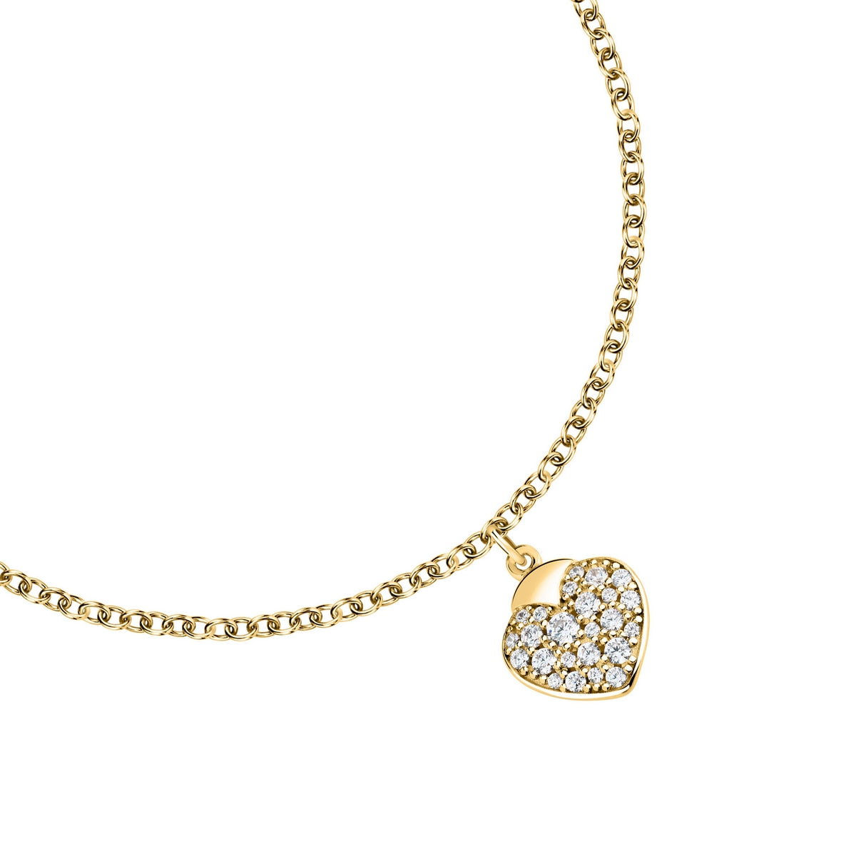 morellato 18k gold plated istanti  bracelet pave heart crystal drop 16+3cm