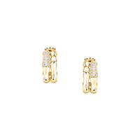 essenza huggie earrings 925 silver bamboo feature with cz 18k gold plating